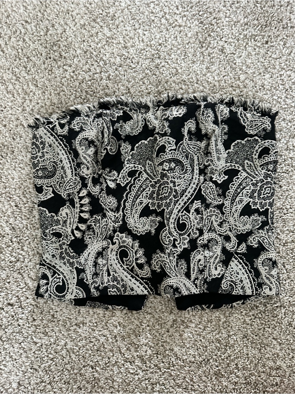 Princess Polly Black & White Paisley Fringe Tube Top